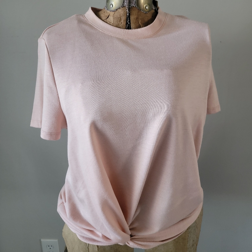 Como Vintage Blush Pink Knot Tee Top Women's Size S